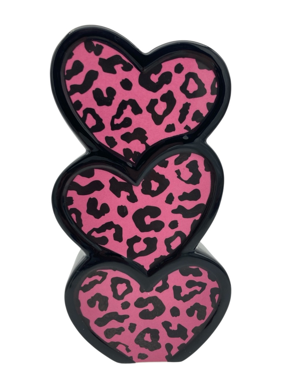 burton + BURTON Y2K Leopard Print Stacked Hearts Ceramic Vase